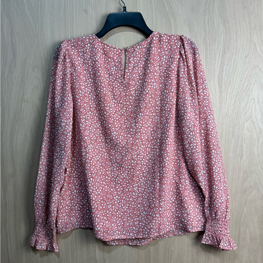 J.Crew Womens Floral Print Long Sleeve Blouse S Pink & White - Picture 10 of 12